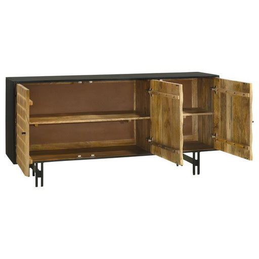 Aminah - 3 Door Wood Accent Cabinet - Natural And Black - JaxCo Furniture