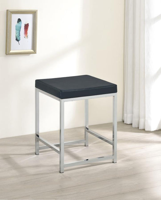 Afshan - Upholstered Square Padded Vanity Stool - Chrome - JaxCo Furniture