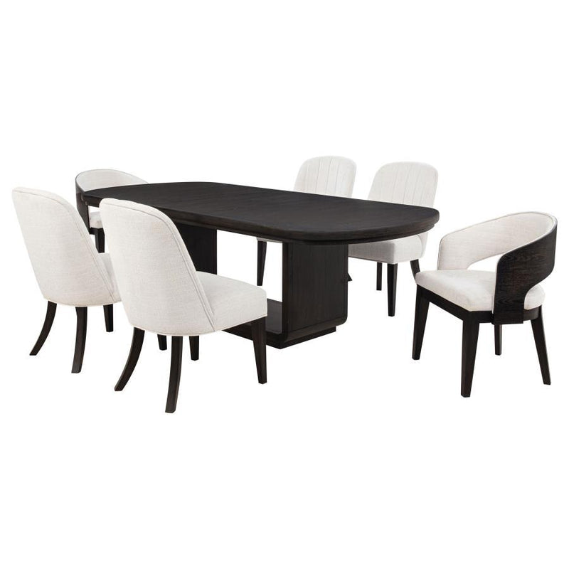 Leandro - 5 Piece Rectangular Dining Table Set - Cream / Burnished Black - JaxCo Furniture