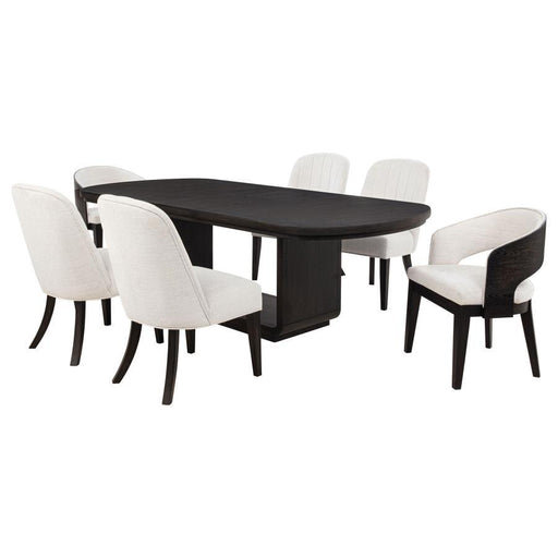 Leandro - 5 Piece Rectangular Dining Table Set - Cream / Burnished Black - JaxCo Furniture