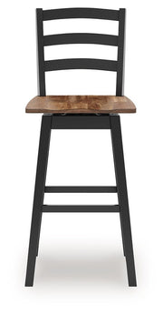 Wildenauer - Tall Swivel Barstool (Set of 2) - Brown / Black - JaxCo Furniture
