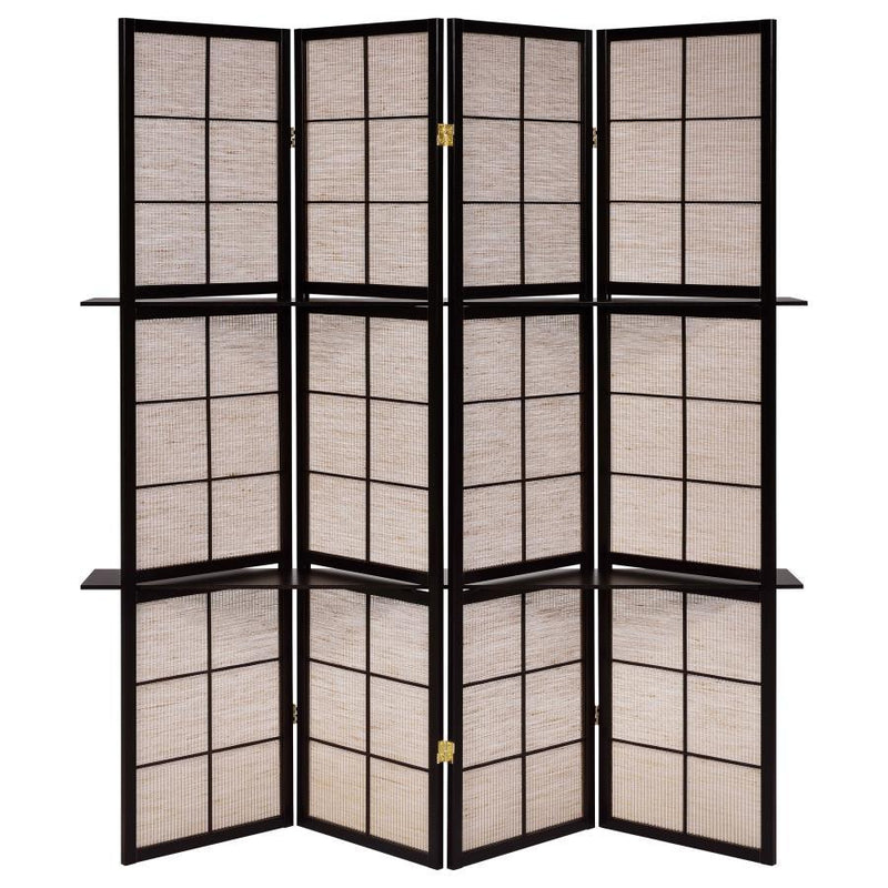 Iggy - 4-Panel Room Divider Folding Shoji Screen - Cappuccino - JaxCo Furniture