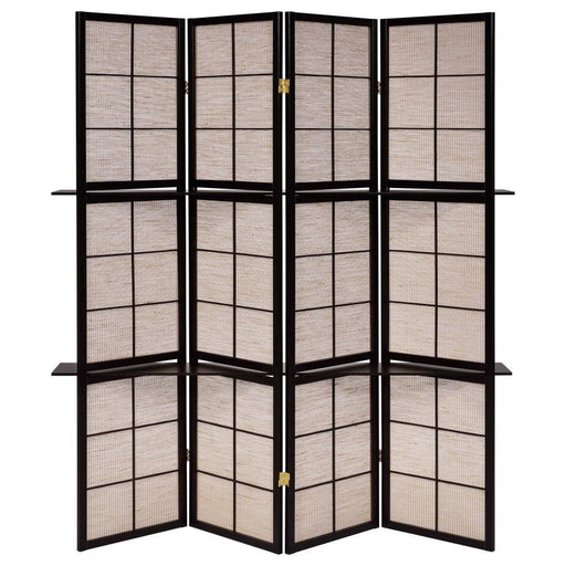 Iggy - 4-Panel Room Divider Folding Shoji Screen - Cappuccino - JaxCo Furniture