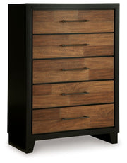 Kraeburn - Brown / Black - Five Drawer Chest - JaxCo Furniture