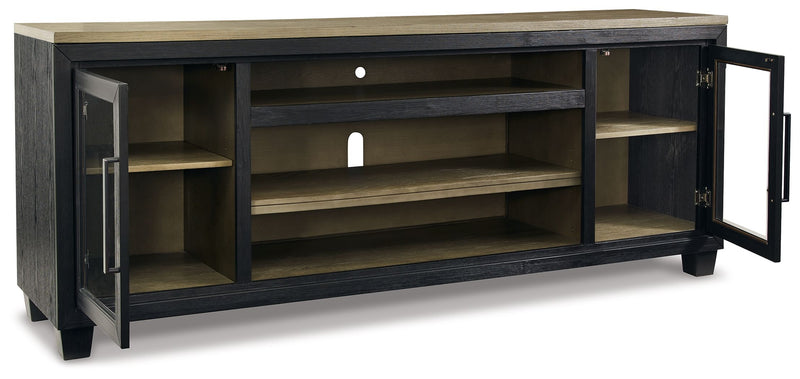 Foyland - Black / Brown - XL TV Stand w/Fireplace Option - JaxCo Furniture