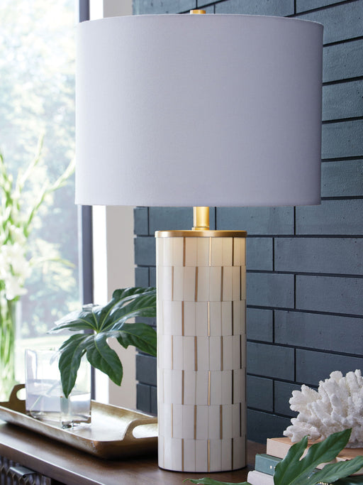 Faridworth - White / Gold Finish - Poly Table Lamp - JaxCo Furniture