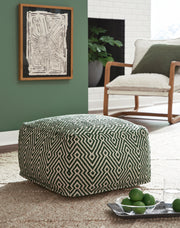Abacy - Green / Ivory - Pouf - JaxCo Furniture