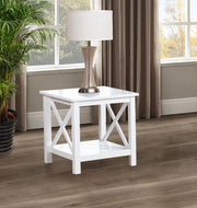 Skyview - Square Pine Wood Side End Table With Shelf - White - JaxCo Furniture