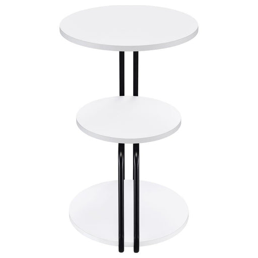 Hilly - 3-Tier Round Accent Side Table - White And Black - JaxCo Furniture