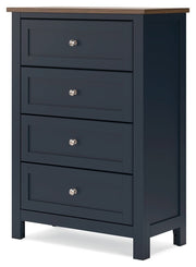 Landocken - Brown / Blue - Four Drawer Chest - JaxCo Furniture