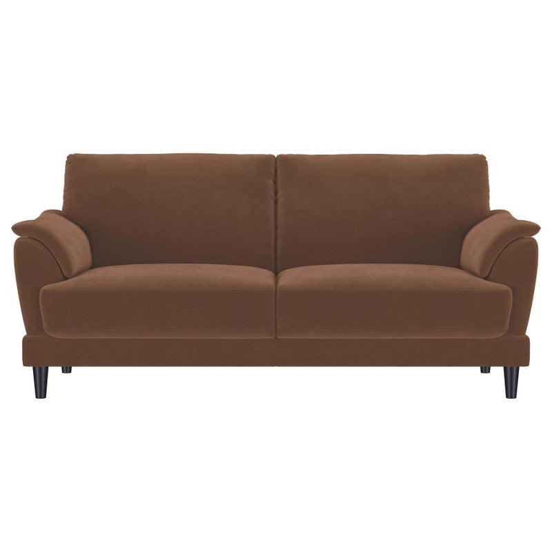 Selma - 2 Piece Velvet Upholstered Crescent Arm Sofa Set - Rust - JaxCo Furniture