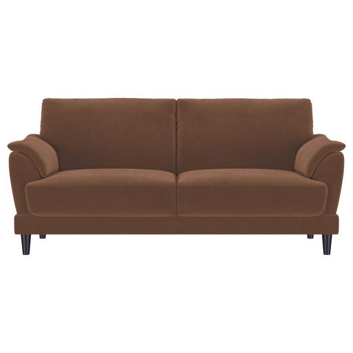 Selma - 2 Piece Velvet Upholstered Crescent Arm Sofa Set - Rust - JaxCo Furniture