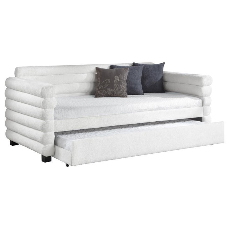 Patricia - Boucle Upholstered Day Bed With Trundle - JaxCo Furniture