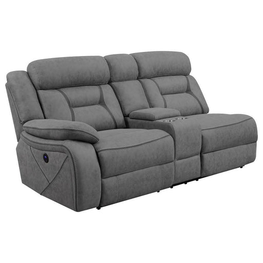 Higgins - Upholstered LAF Power Loveseat - Gray - JaxCo Furniture