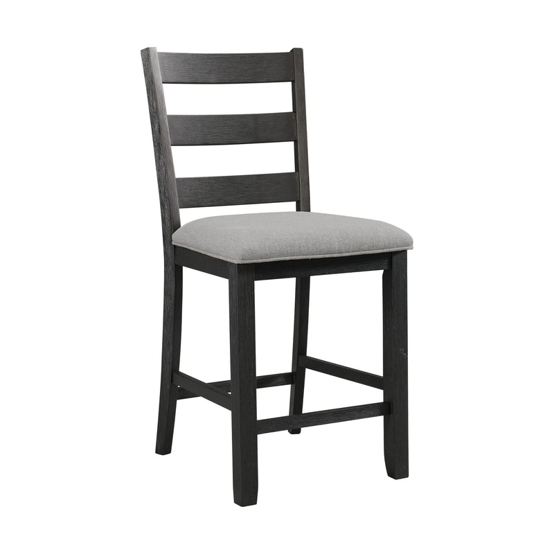 Martin - Counter Side Chair With Gray Fabric (Set of 2) - Black Finish