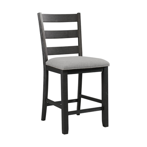 Martin - Counter Side Chair With Grey Fabric (Set of 2) - Black Finish - JaxCo Furniture