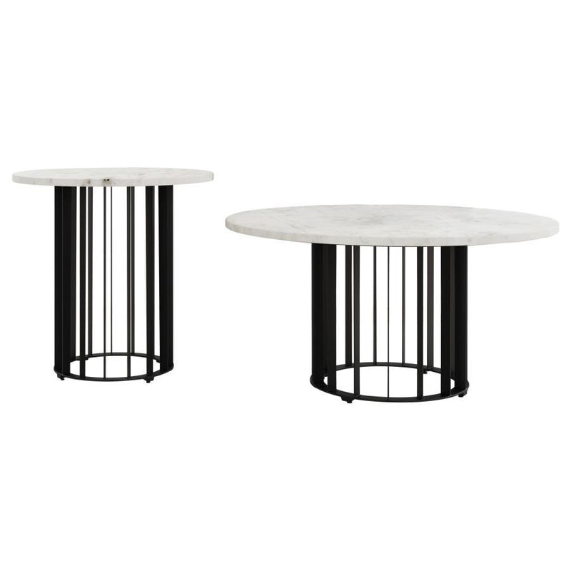 Haven - Round Marble Coffee Table Set - JaxCo Furniture