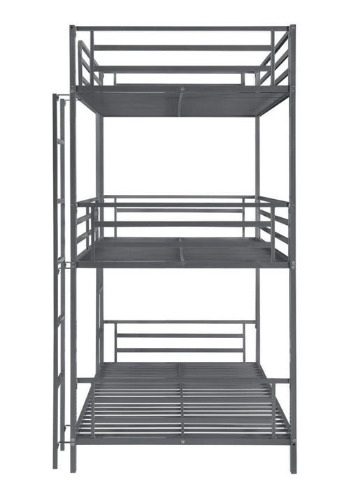 Maynard - Metal Twin Triple Bunk Bed - Gunmetal - JaxCo Furniture