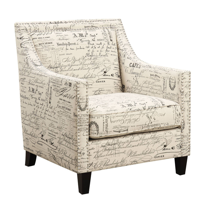 Erica - Chair & Ottoman - Beige / French Script - JaxCo Furniture