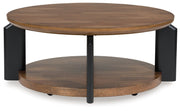 Kraeburn - Brown / Black - Round Cocktail Table - JaxCo Furniture