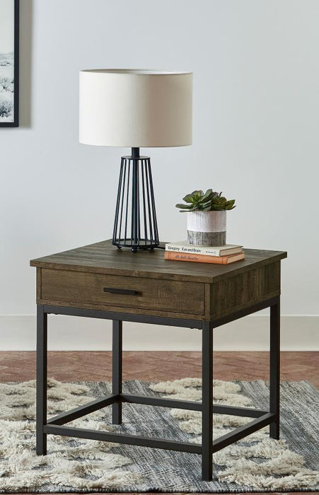 Byers - 1-Drawer Square Engineered Wood End Table - Brown Oak - JaxCo Furniture