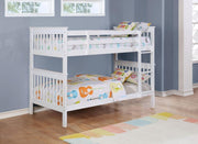 Chapman - Wood Twin Over Twin Bunk Bed With Mattress - White - JaxCo Furniture