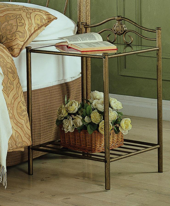 Sydney - Metal 2-Shelf Nightstand - Antique Brushed Gold - JaxCo Furniture