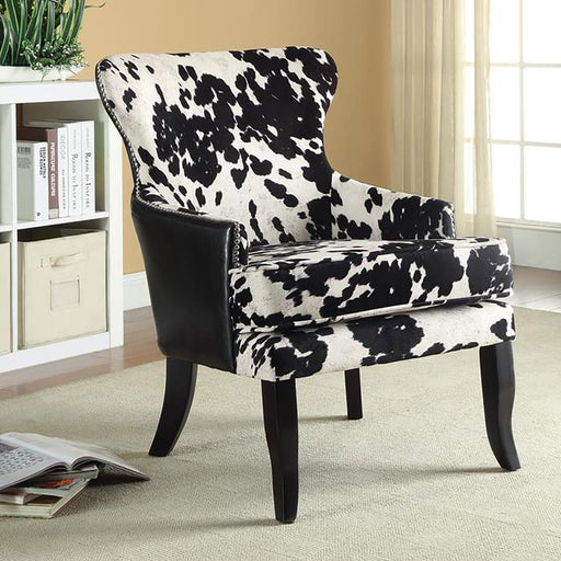 Trea - Cowhide Print Upholstered Accent Chair - Black And White - JaxCo Furniture