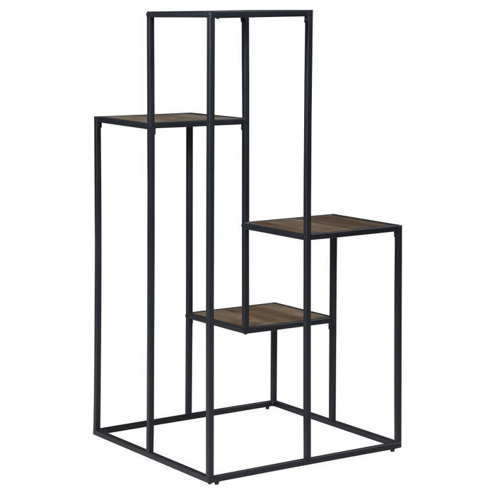 Rito - 4-Tier Multi-Display Shelf - Rustic Brown And Black - JaxCo Furniture