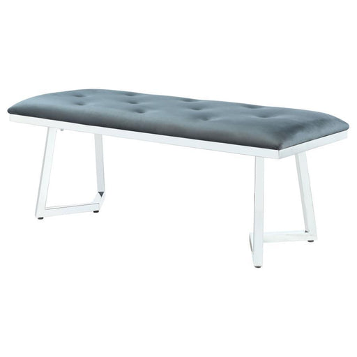 Beaufort - Velvet Upholstered Dining Bench - Steel Gray - JaxCo Furniture