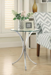 Eloise - Round Glass Top Accent Side Table - Chrome - JaxCo Furniture