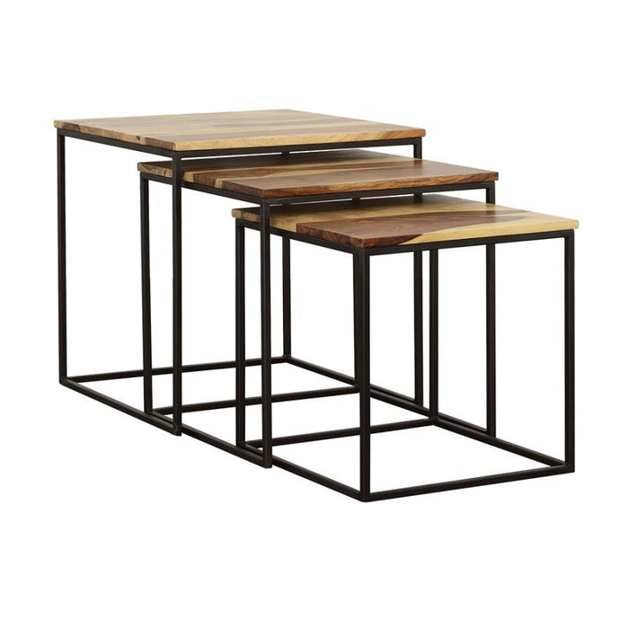 Belcourt - 3 Piece Square Nesting Tables - Natural And Black - JaxCo Furniture