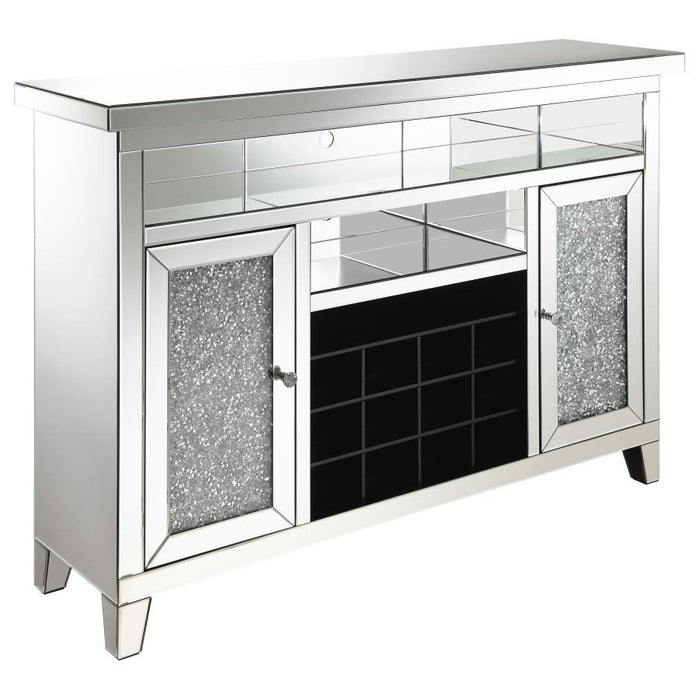 Melinda - 2-Door LED Mirrored Wine Storage Bar Cabinet - Silver - JaxCo Furniture