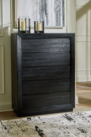 Londer - Black - Five Drawer Chest - JaxCo Furniture