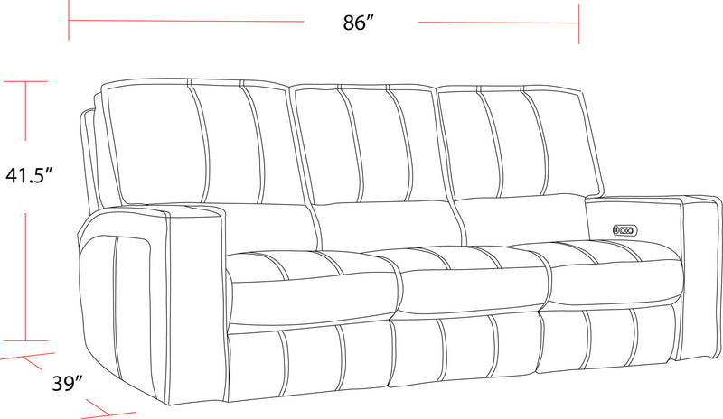 Rockford - Triple Power Reclining Reclining Sofa - Verona Saddle - JaxCo Furniture