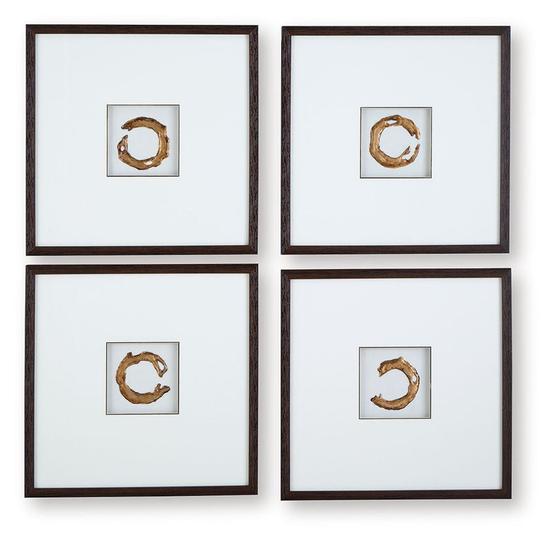 Dallbourne - White / Gold Finish - Wall Art Set (Set of 4) - JaxCo Furniture