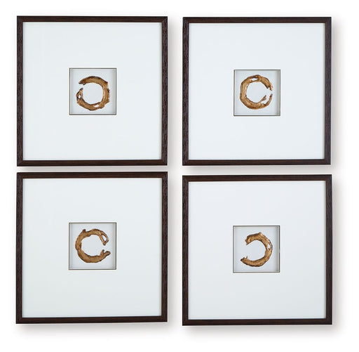 Dallbourne - White / Gold Finish - Wall Art Set (Set of 4) - JaxCo Furniture