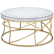 Elise - Round Mirror Top Stainless Steel Coffee Table - Gold - JaxCo Furniture