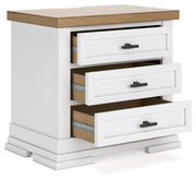 Ashbryn - White / Natural - Three Drawer Night Stand - JaxCo Furniture