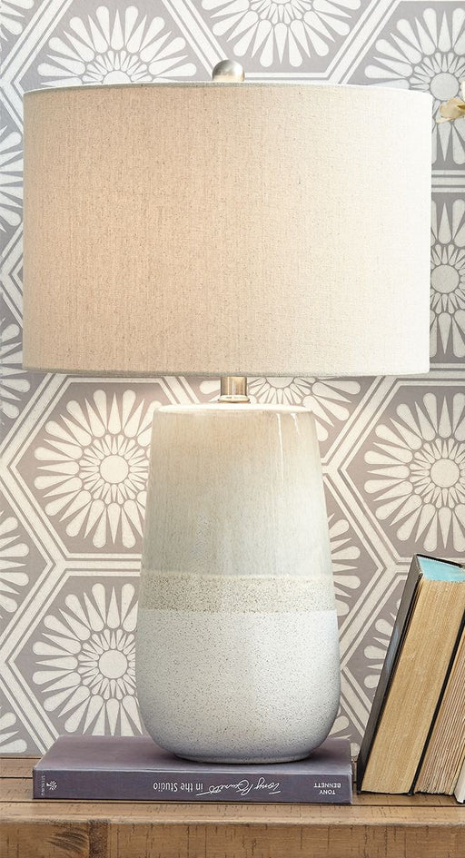 Shavon - Beige / White - Ceramic Table Lamp - JaxCo Furniture