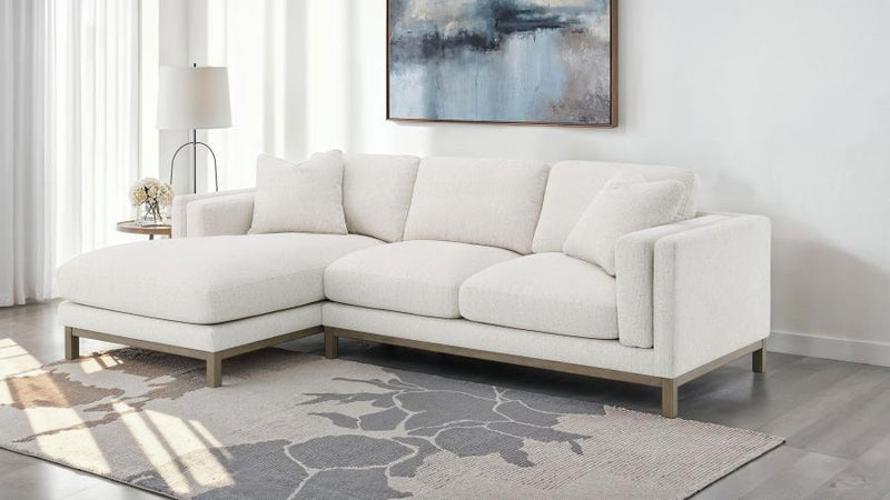 Geneva - Boucle Upholstered Sectional Chaise Sofa - Sand - JaxCo Furniture