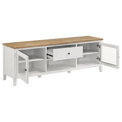 Hollis - 2 Door Wood TV Stand With Drawer - Brown And White - JaxCo Furniture