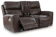 Crossplex - Smoke - Power Recline Loveseat / Console / Adjustable Headrest - JaxCo Furniture