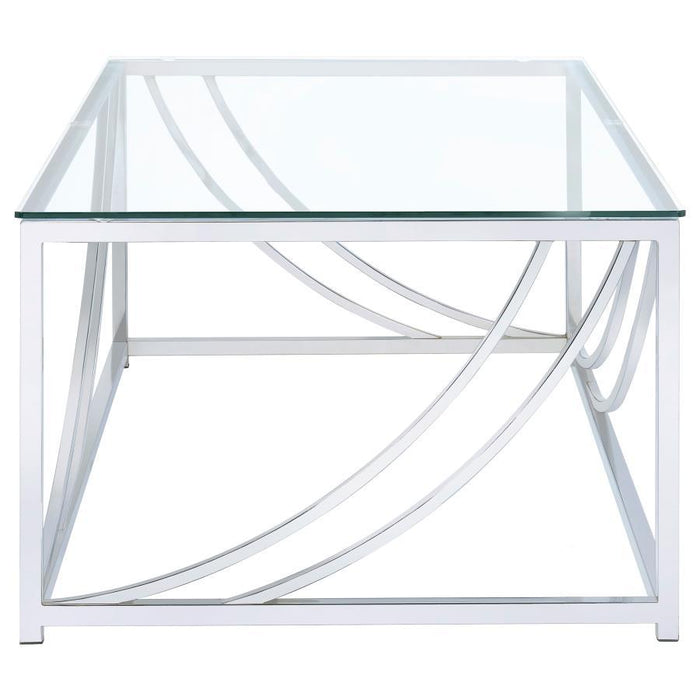 Lille - Rectangular Glass Top Coffee Table - Chrome - JaxCo Furniture