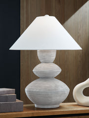 Brickdon - Distressed White - Poly Table Lamp - JaxCo Furniture