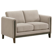 Islington - Fabric Upholstered Panel Arm Loveseat - Taupe - JaxCo Furniture