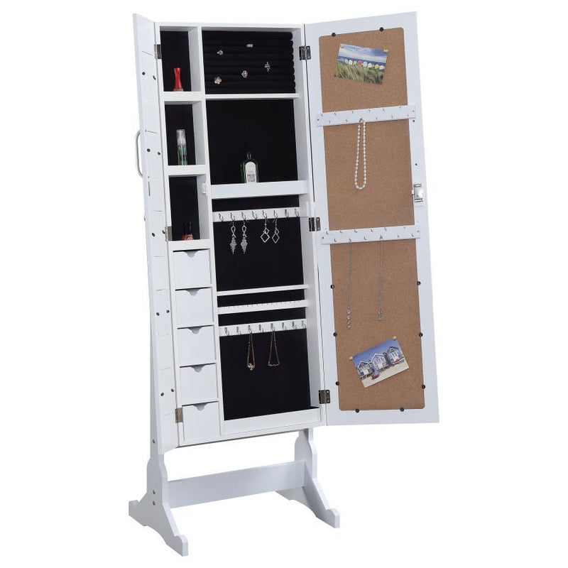 Doyle - Cheval Mirror With Jewelry Storage - White - JaxCo Furniture