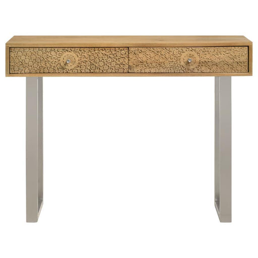 Draco - 2-Drawer Console Table Hand Carved Details - Natural - JaxCo Furniture