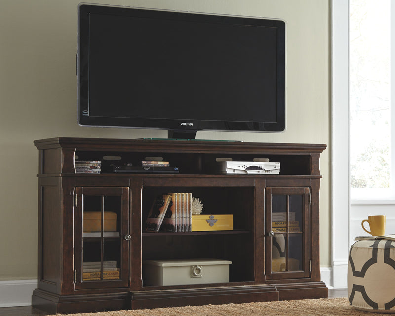 Roddinton - Dark Brown - XL TV Stand W/Fireplace Option - JaxCo Furniture
