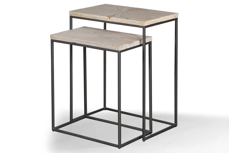 Crossings Monaco - Chairside Nesting Table - Weathered Blanc - JaxCo Furniture